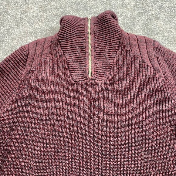 VTG INC International Concepts Sweater Mens M Maroon 1/4 Zip Ribbed Hong Kong - Picture 6 of 12